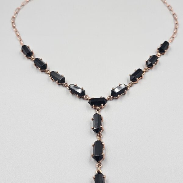 copper and black obsidian 24" necklace