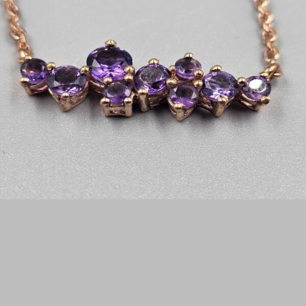 amethyst cluster bar copper necklace 24"