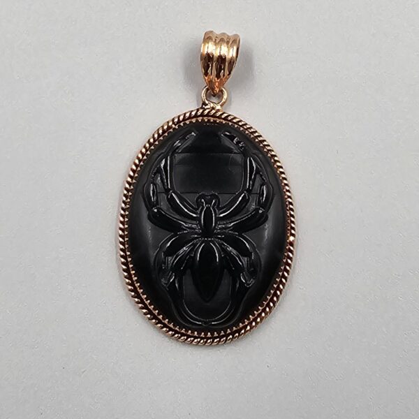 Black Obsidian Spider Amulet