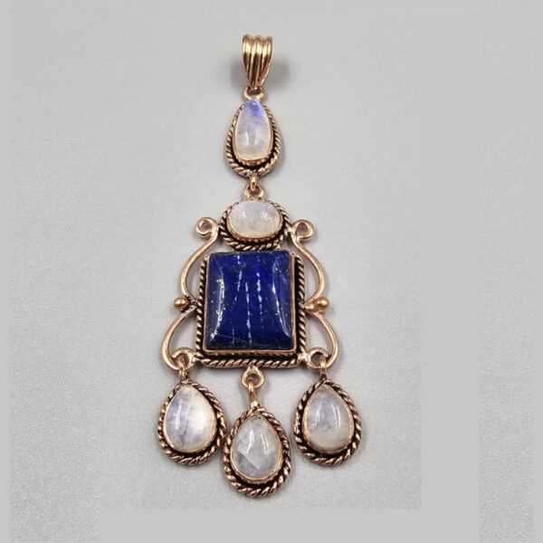 lapis lazuli & rainbow moonstone chandelier copper pendant (copy)