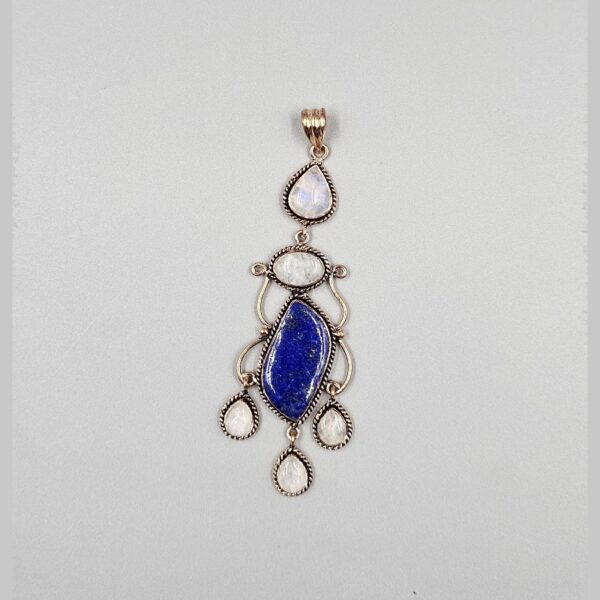 lapis lazuli & rainbow moonstone chandelier copper pendant (copy)
