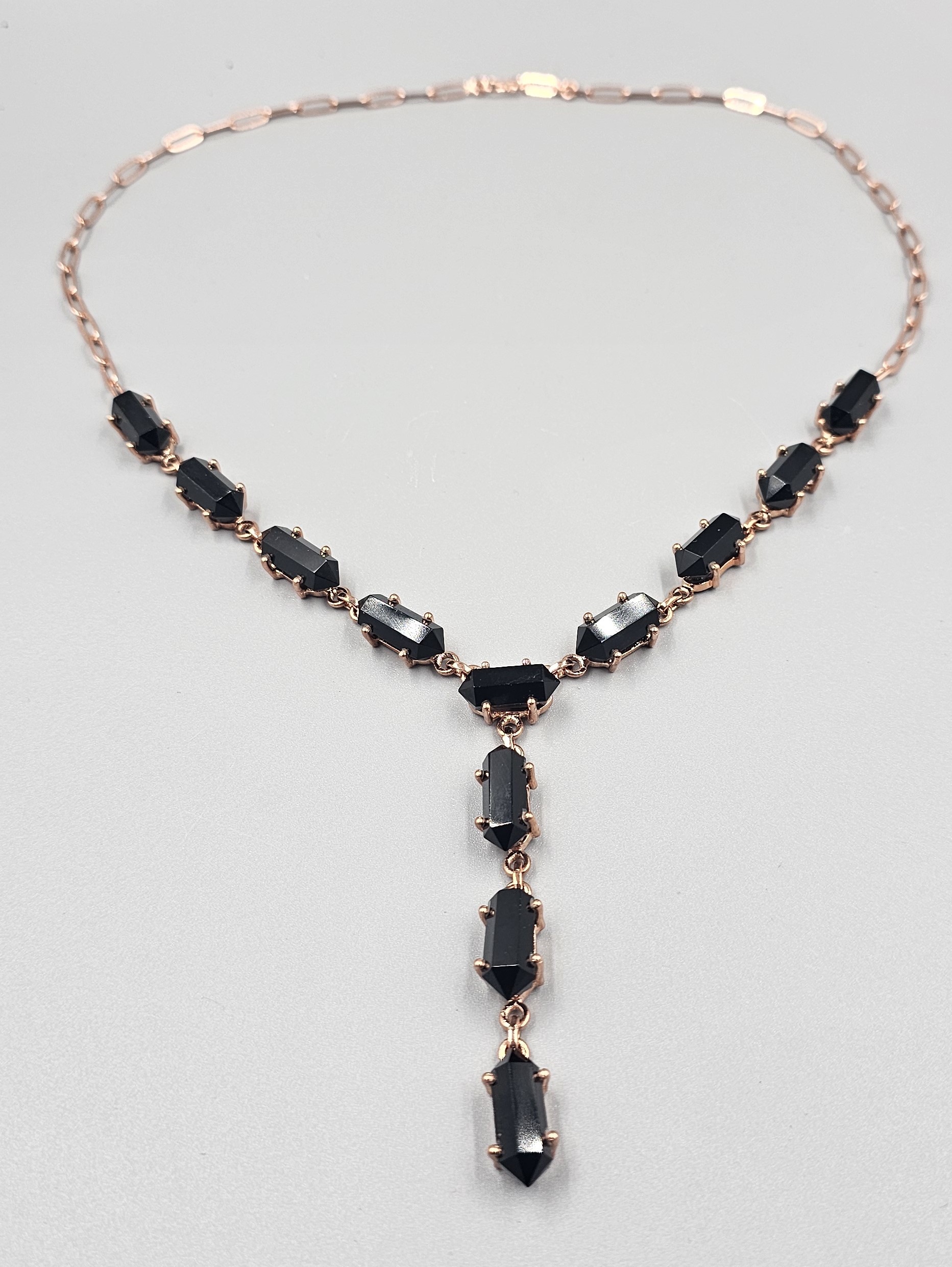 copper and black obsidian 24" necklace