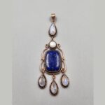 lapis lazuli & rainbow moonstone chandelier copper pendant (copy)