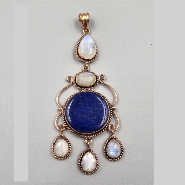 lapis lazuli & rainbow moonstone chandelier copper pendant (copy)